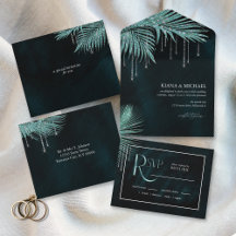 Jewel Palm Leaf Wedding Teal ID830
