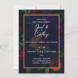 Jewel Toned Florals Convite Para Casamento