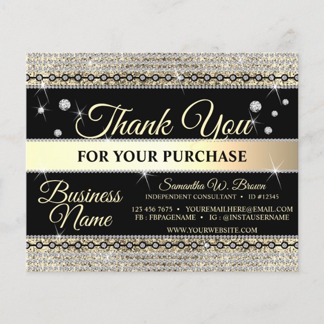 Jewelry Glitter Dourado Diamond Obrigado Pela Orde (Frente)