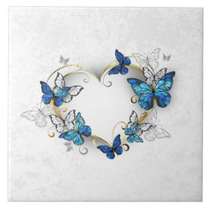Jewelry Heart with Butterflies Morpho