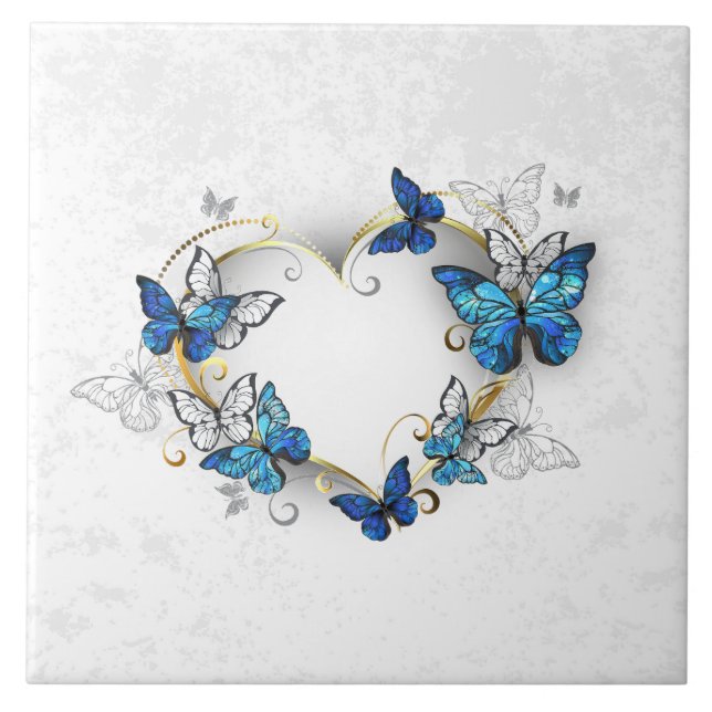 Jewelry Heart with Butterflies Morpho (Frente)
