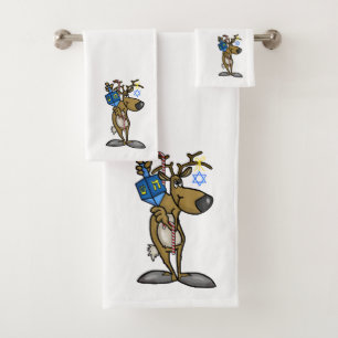 Jewish Reindeer com Dreidel Bathroom Toalha