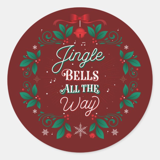 Jingle Bells Até o Natal Adesivos (Frente)