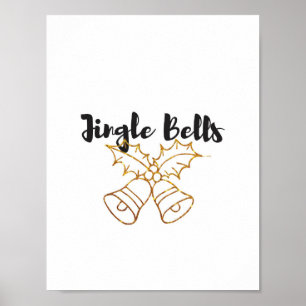 Jingle Bells Dourado Glitter Poster
