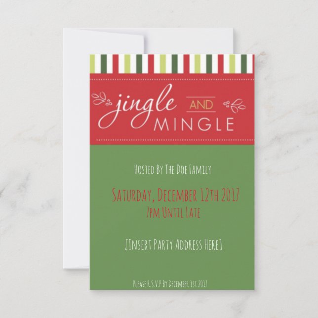 Jingle & Mingle! Convite de festas de Natal (Frente)