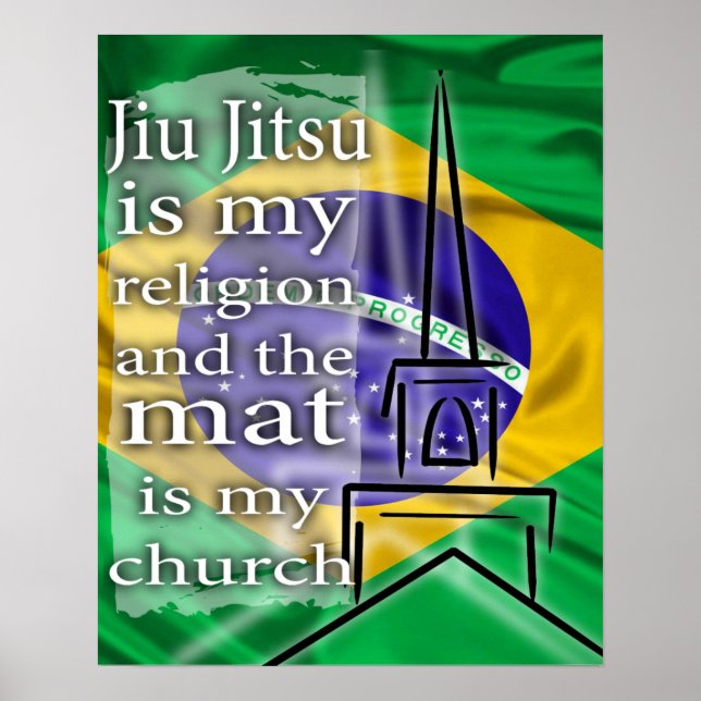 Jiu Jitsu é minha religião poster de bandeira bras (Frente)