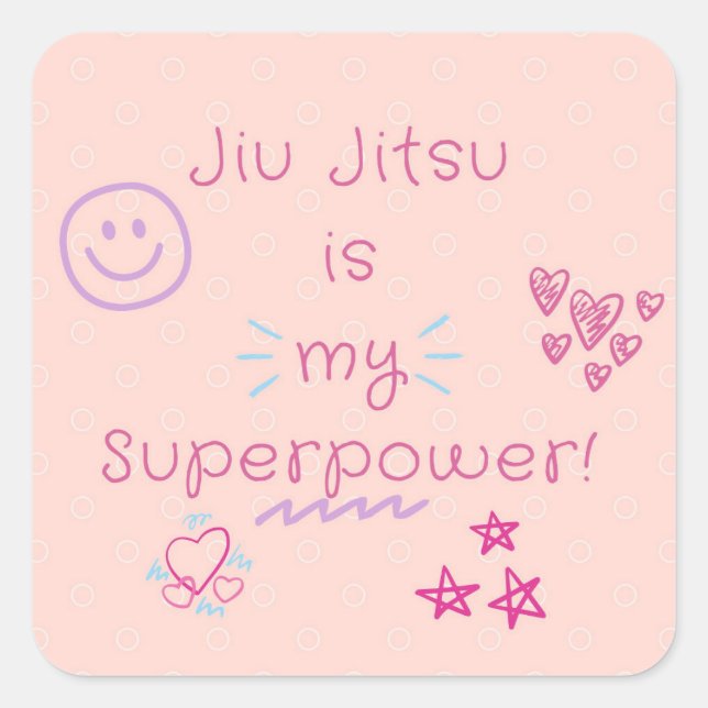 Jiu Jitsu é o meu super poder! design de etiqueta  (Frente)