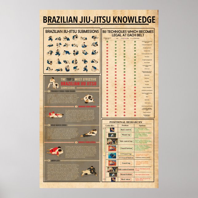 Jiu Jitsu Knowledge Poster, Jiu Jitsu Poster (Frente)