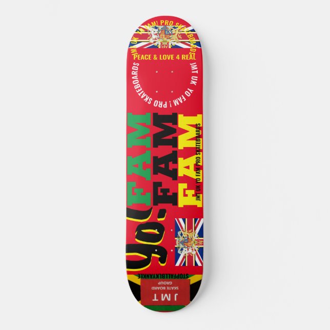 JMT UK FAM 8, 1/4", skateboard Deck (Frente)