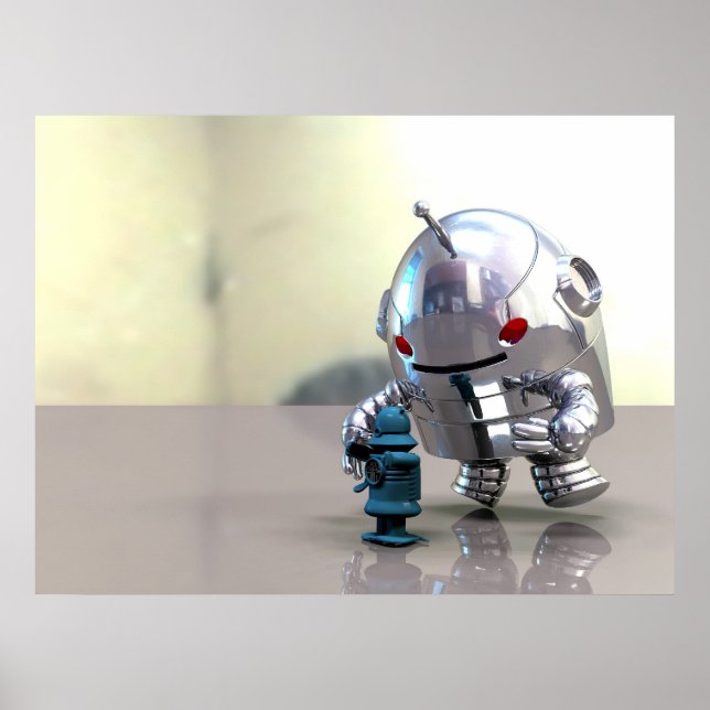 Jo Bot VS Little Blue Bot Impressão (Frente)