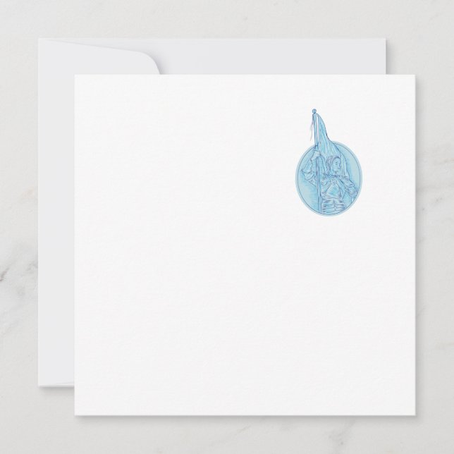 Joan of Arc Holding Flag Oval Drawing (Frente)