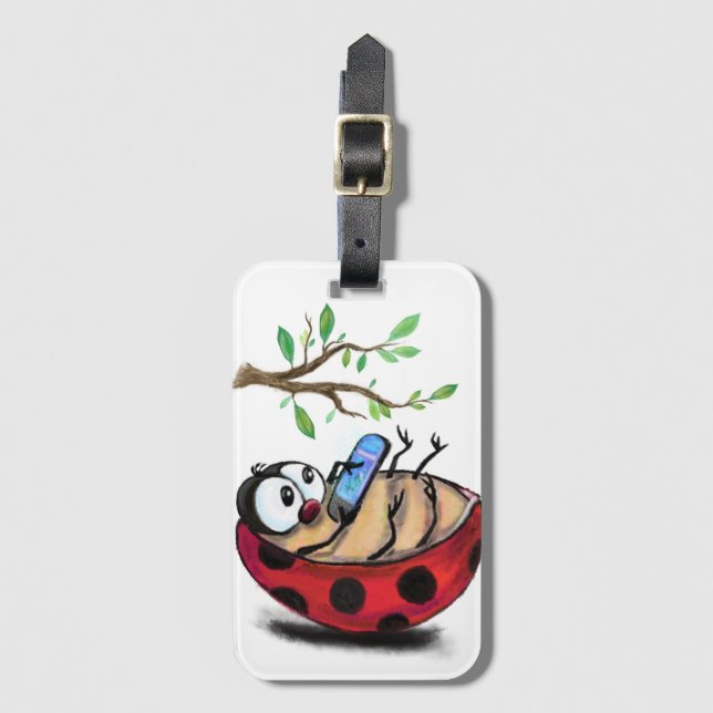 Joaninha com Etiqueta de Bagagem de Telefone (Frente Vertical)