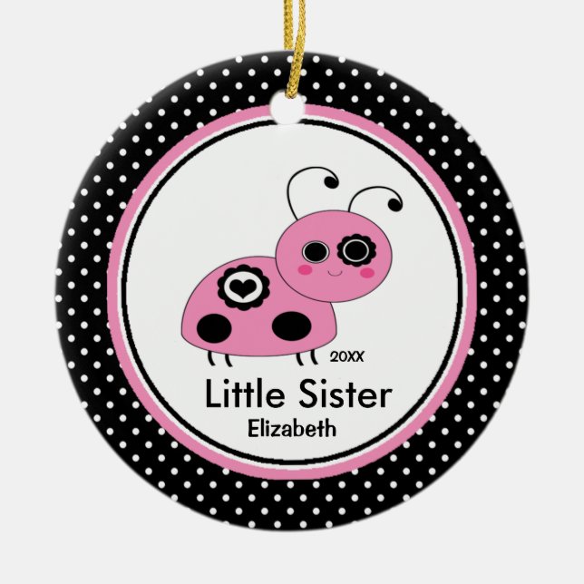 Joaninha Rosa Irmãzinha Enfeite de Natal (Frente)