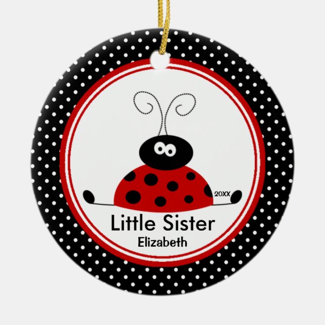 Joaninha Vermelha Irmãzinha Enfeite de Natal (Frente)