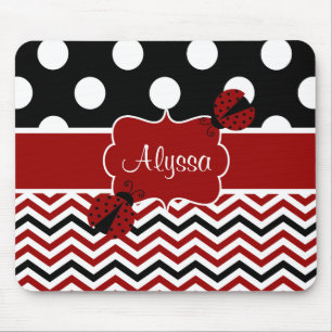 Joaninha vermelho preto Mousepad personalizado