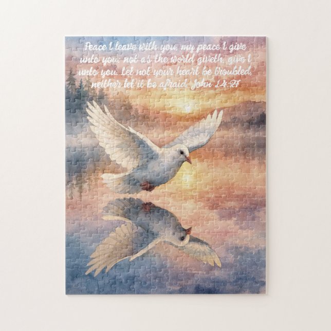 João 14:27 Pomba Branca Cristã Quebra-Cabeça (Vertical)
