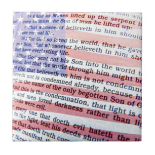 João 3:16 e azulejo da bandeira americana