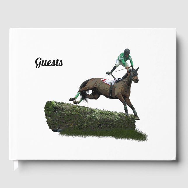 Jockey Com Cavalo Pulando Em Livro Verde (Frente)