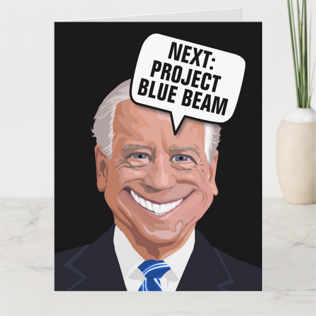 JOE BIDEN PROJECT BLUE BEAM FUNNY CARTÕES DE ANIVE (Frente)