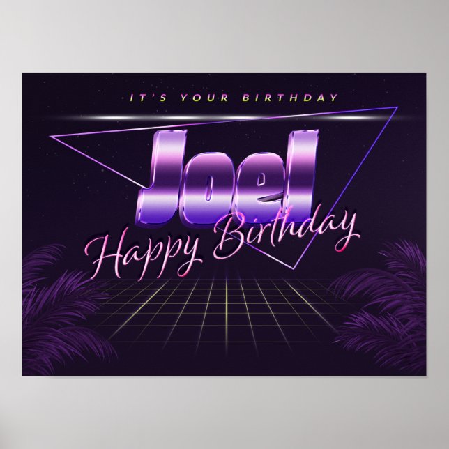 Joel Name Vorname lila retro Poster Geburtstag (Frente)