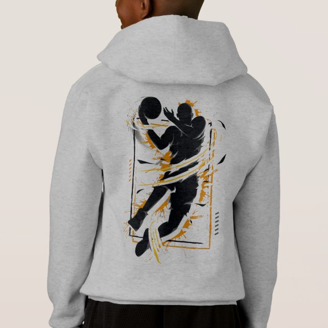 Jogador de basquete colorida - Hoodie de basquete (Verso)