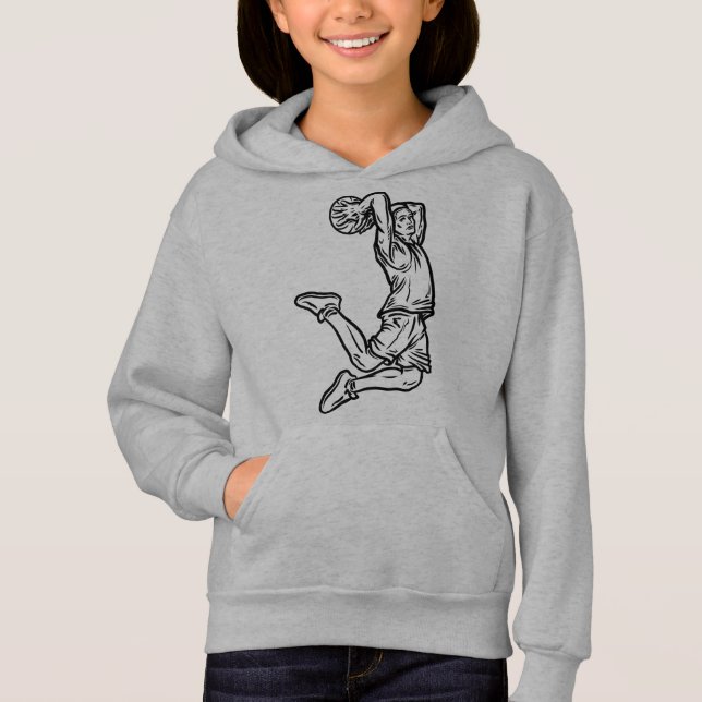 Jogador de Basquete Fazendo Design Escuro de Slam  (Frente)