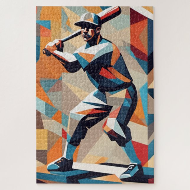 Jogador de beisebol - Cubist - Quebra-cabeça (Vertical)