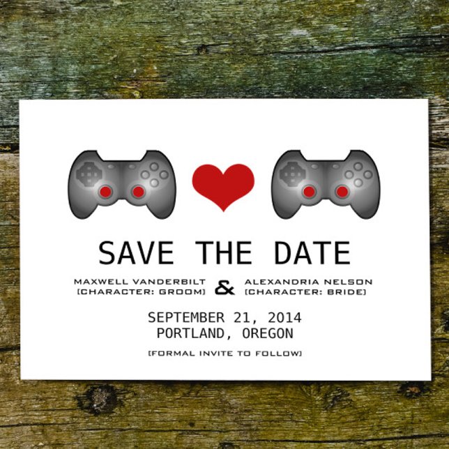 Jogador de Cuta Vermelho Salvar o Convite de Data (Red Cute Gamer Save the Date Invitation)