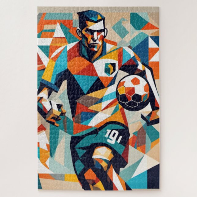 Jogador de futebol Cubist Quebra-cabeça (Vertical)