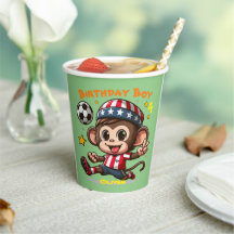 Jogador de Futebol Macaco Feliz Fofo Personalizáve
