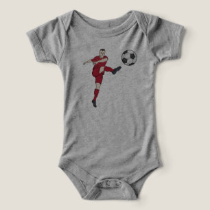 Jogador de Futebol Retrô Chutando Bola Ação de Vol