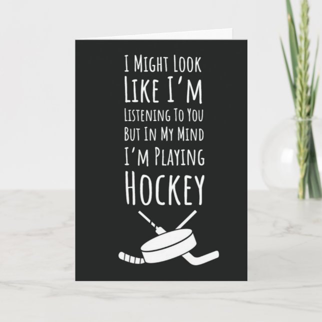 Jogador de Hóquei Engraçado Cartões Feliz Equipe P (Frente)