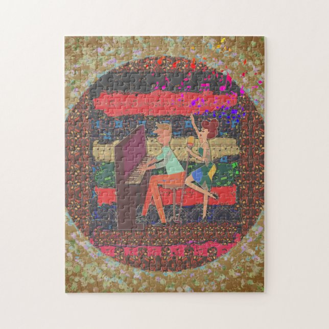 Jogador De Piano E Notas De Música Quebra-cabeça D (Vertical)