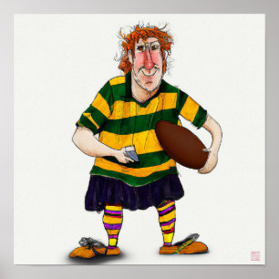 Jogador de Rugby Aussie - Impressão de Pintura de