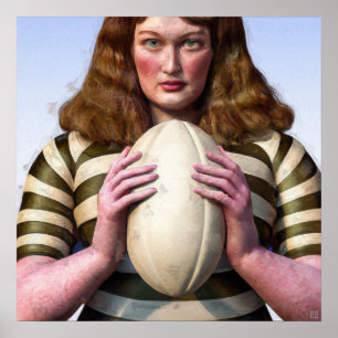 Jogador de Rugby feminino - Impressão de pintura d