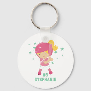 Jogador de softball e chaveiro personalizados das
