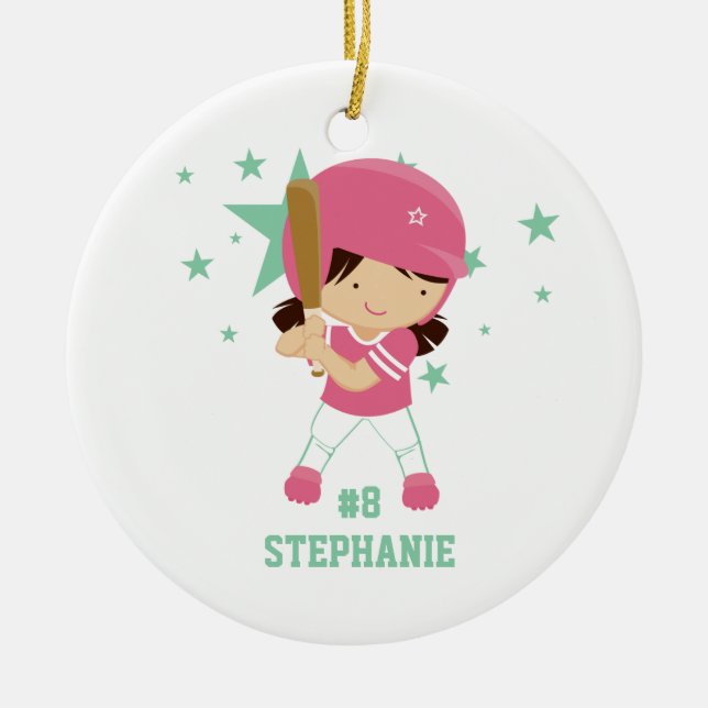 Jogador de softball e ornamento personalizados das (Frente)