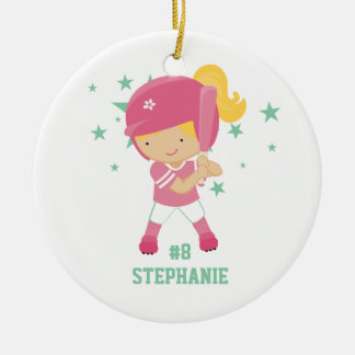 Jogador de softball e ornamento personalizados das