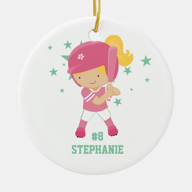 Jogador de softball e ornamento personalizados das (Frente)