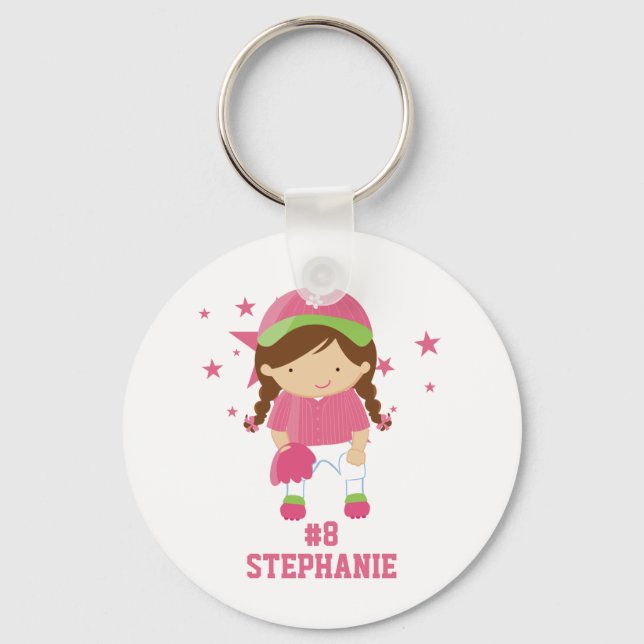 Jogador de softball personalizado e chaveiro de es (Frente)