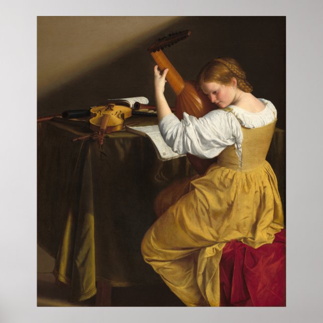 Jogador Lute - Orazio Gentileschi Fine Art Poster (Frente)