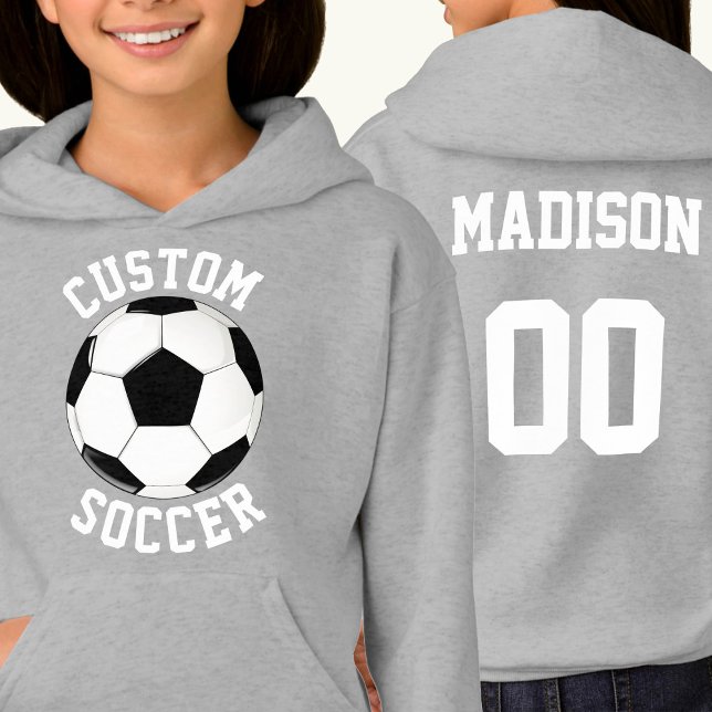 Jogador Personalizado, Jogador, Número e Jogador d (Girls soccer team hoodie with custom soccer team name, player name and jersey number.)