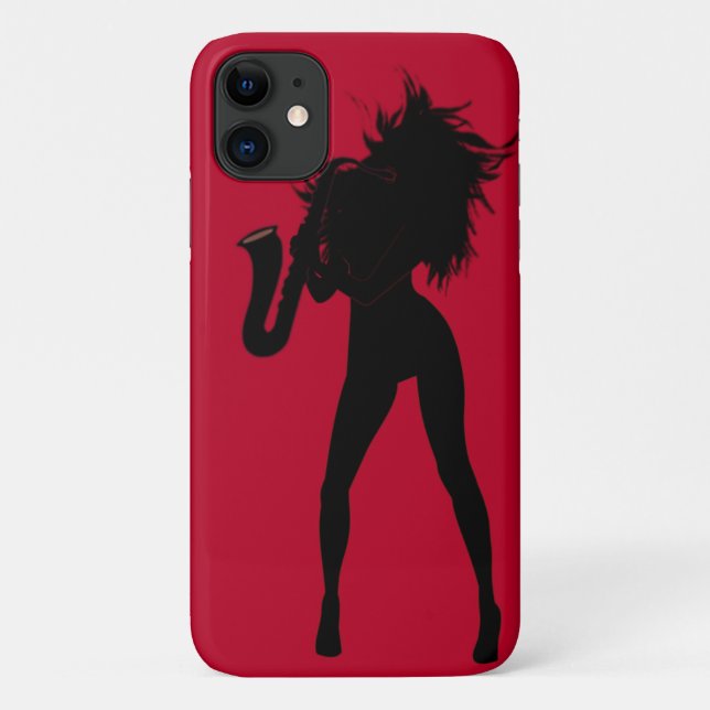 Jogadora saxofone Jazz Music Girl Red capas de iph (Verso)