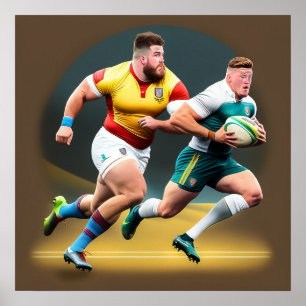Jogadores de Rugby Impressão