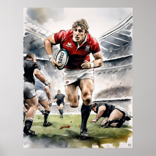 Jogadores de Rugby Impressão