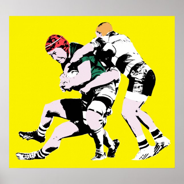 Jogadores de Rugby - Impressão de Pintura de Rugby (Frente)