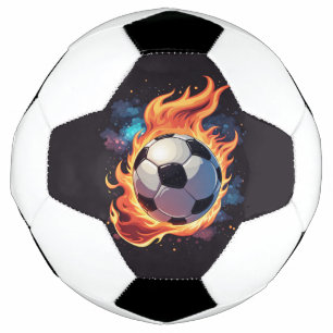 Jogando bola de futebol com chamas.