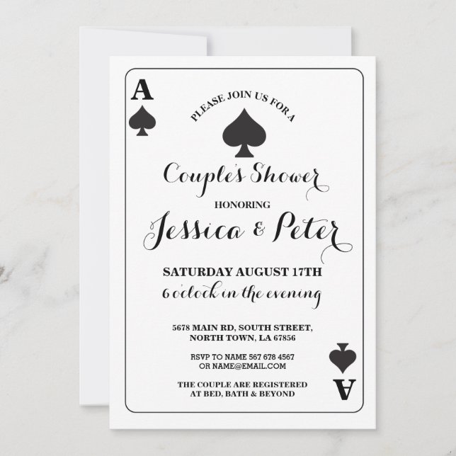 Jogando Cartão Ace ou King Queen Las Vegas Convide (Frente)