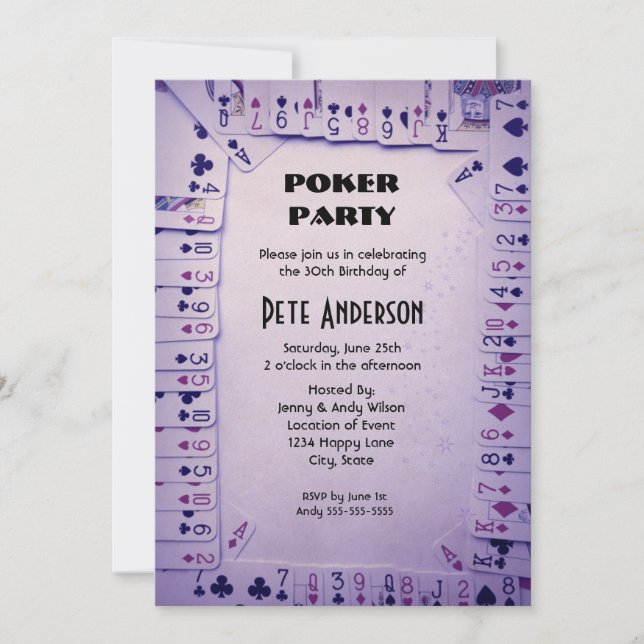 Jogando Cartões no Poker Party Aniversário (Frente)