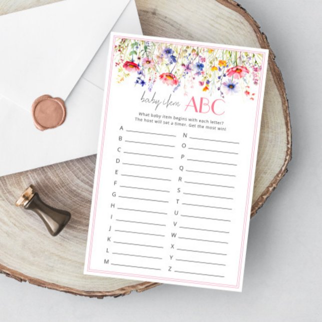 Jogo ABC de itens para bebê no chá de bebê de flor (Criador carregado)